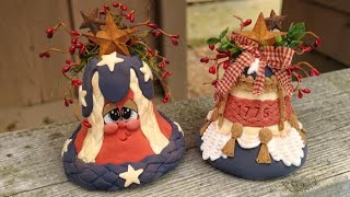 Air dry foam clay liberty bell / patriotic primitive country craft / easy DIY tutorial for beginners