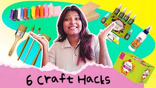 HOW To MAKE - 6 Homemade CRAFT Items😱 (Glass paint,mould it clay ,Air dry clay,fevicol, Brush, mdf)