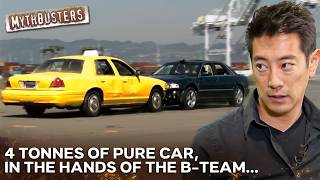 Can Two Cars Stuck Bumper To Bumper Actually Drive Together | MythBusters