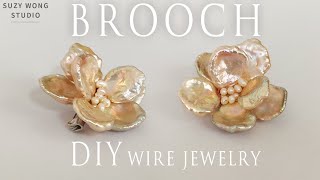 Flower Brooch/Pearl Brooch/Easy Brooch/DIY Brooch/Wire Wrap Brooch Tutorial/How to make
