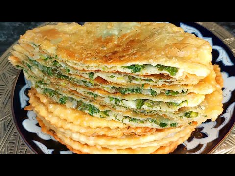 Вкуснее всяких чебуреков! Потресяющее лепёшки с зеленью.