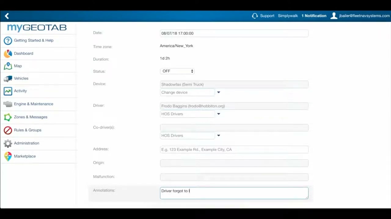 Editing HOS Logs   Hours of Service Geotab Tutorial for Administrators