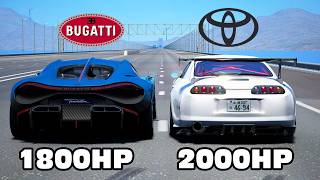 2000HP Toyota Supra vs Bugatti Tourbillion DRAG & TRACK RACE