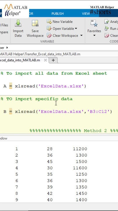 Transfer Excel data into MATLAB #Shorts - YouTube