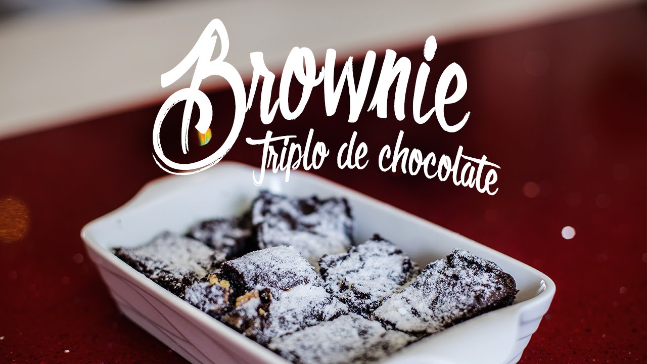 BROWNIE RECHEADO RECEITA TRIPLO DE CHOCOLATE