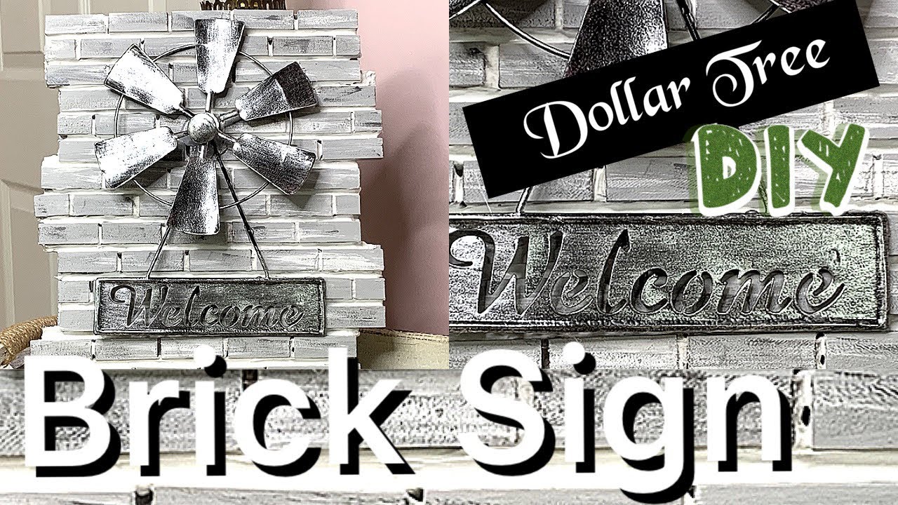 DOLLAR TREE DIY | FAUX BRICK WINDMILL SIGN.......Using dollar tree blocks I create a faux brick sign