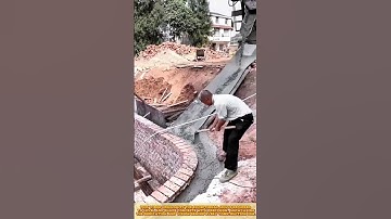 Skilled Worker Process of Leveling Concrete in Construction Site #workprocess