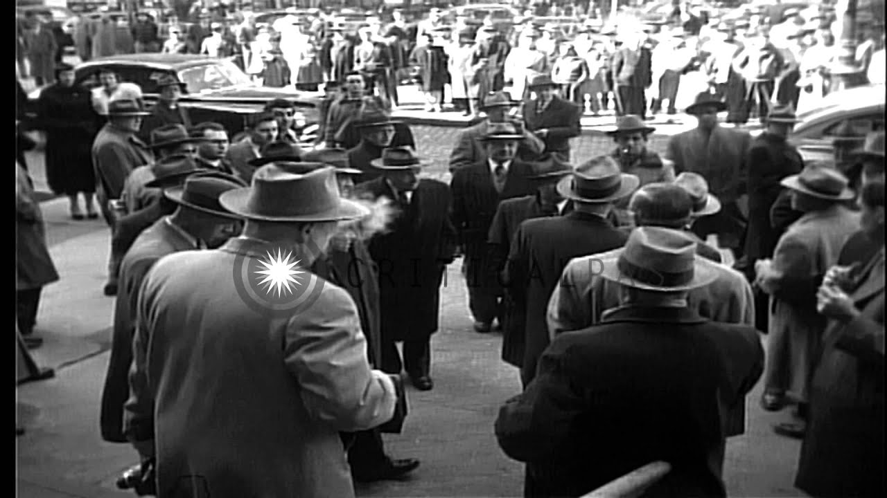Accused men and counsel In front of the courthouse where the Kefauver Committee h...HD Stock Footage