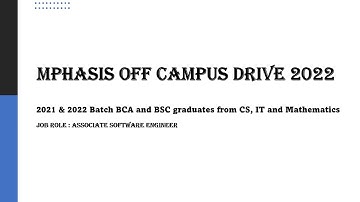 Freshers | Mphasis Off Campus Drive 2022 | B.Sc/BCA | 2021/2022 Batch