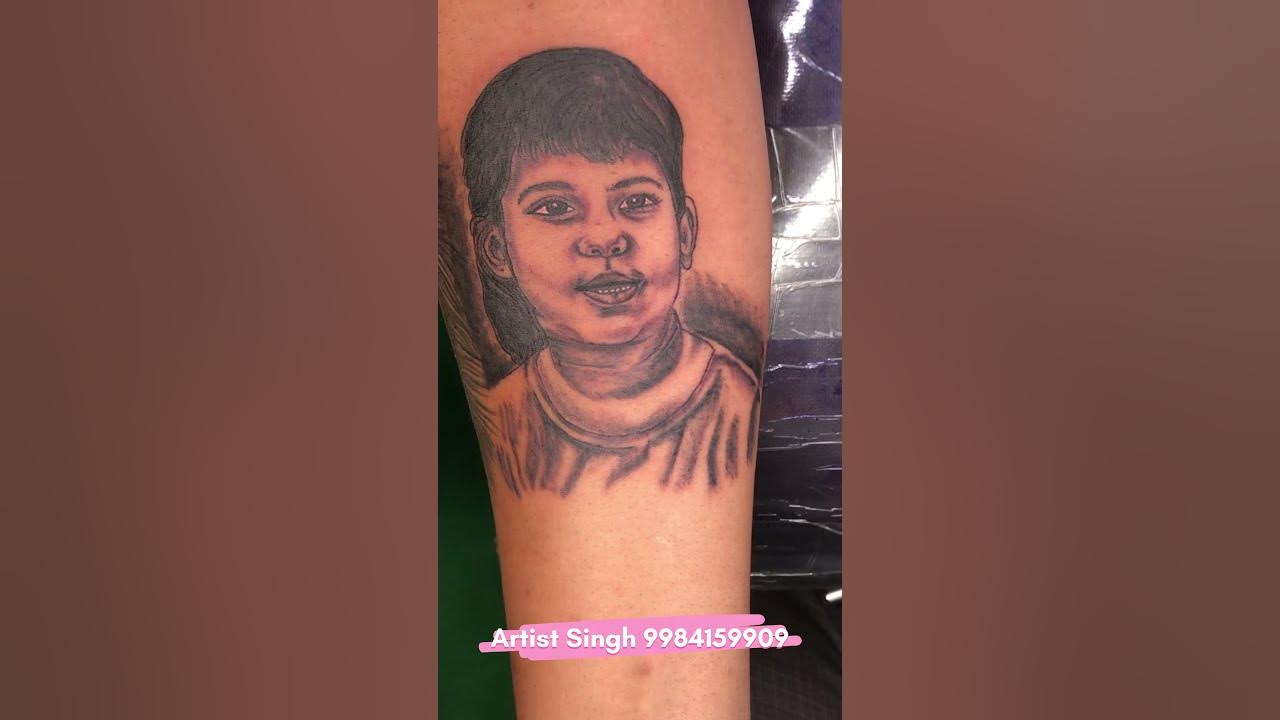  Portrait tattoo on hand daughter portrait tattoo on hand kaisa laga ...
