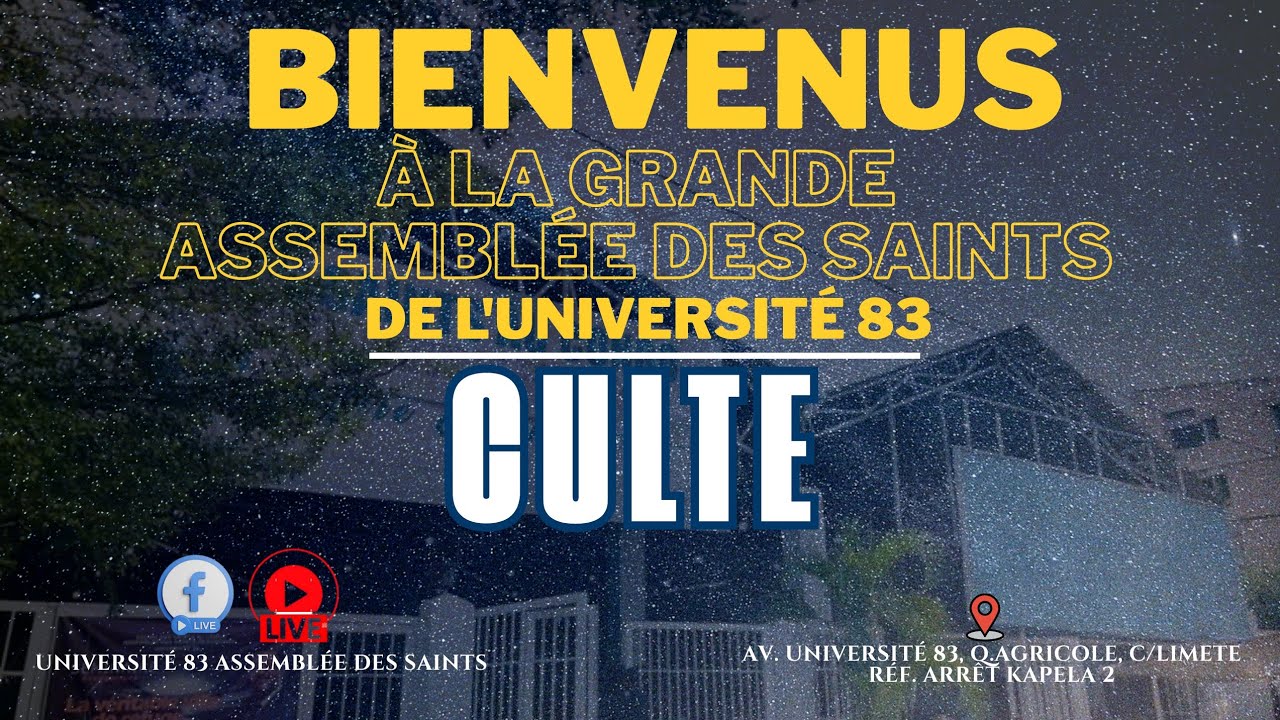 CULTE de Mercredi 21/01 2026 THÈME : Le Mariage  Orateur: Dr Egide bofanga