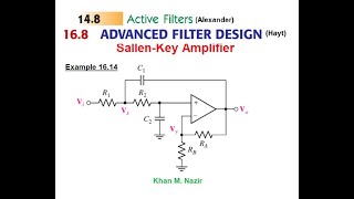 Advance  Filter Design || Sallen Key Low-pass Filter || Example 16.14 (Hayt) || ENA 16.8(2)