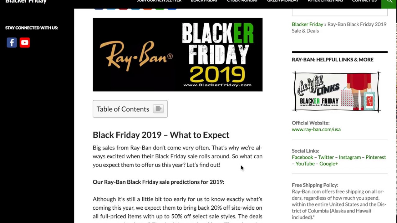 Ray-Ban Black Friday 2019 Ad \u0026 Sale 