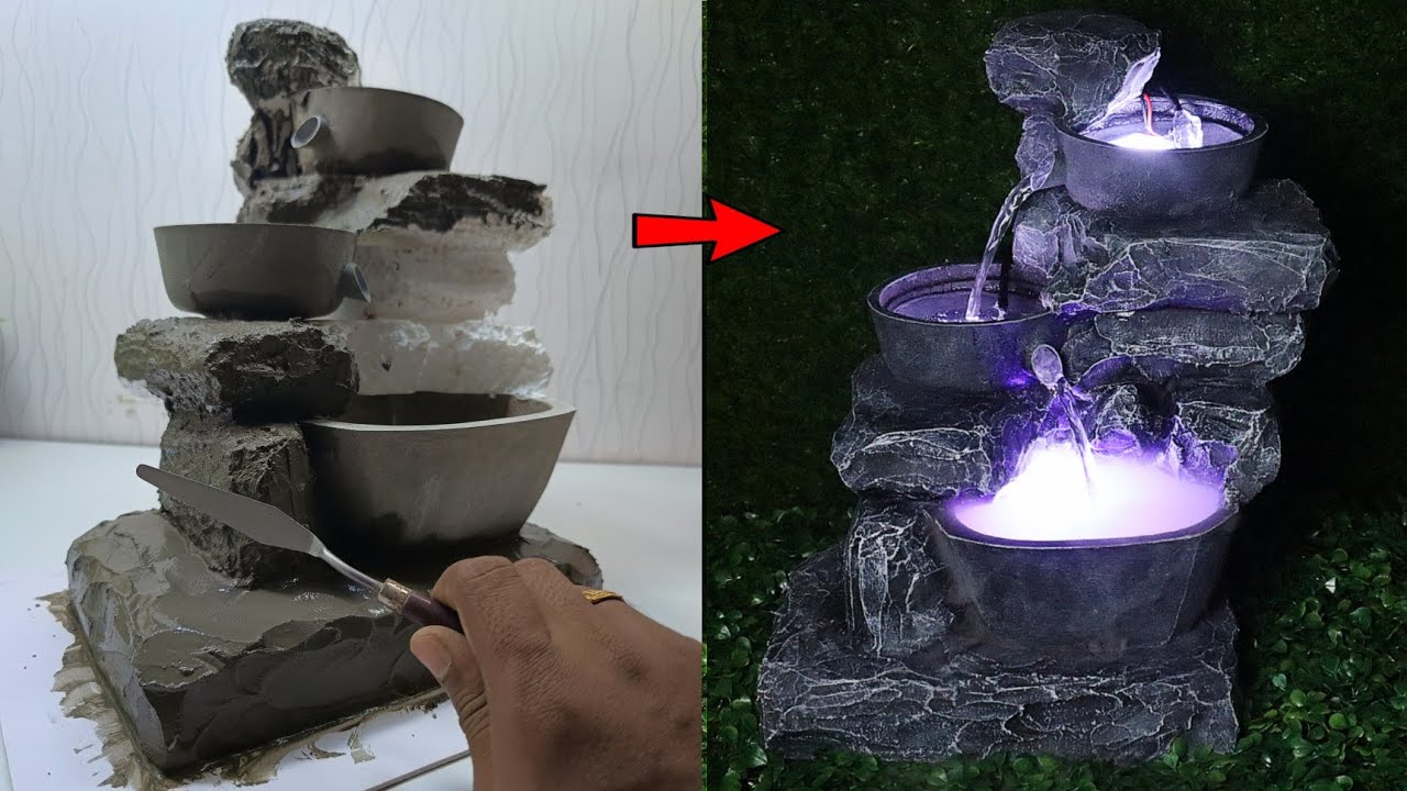 DIY Amazing Styrofoam Rock Stone Model Indoor Waterfall Fountain ...