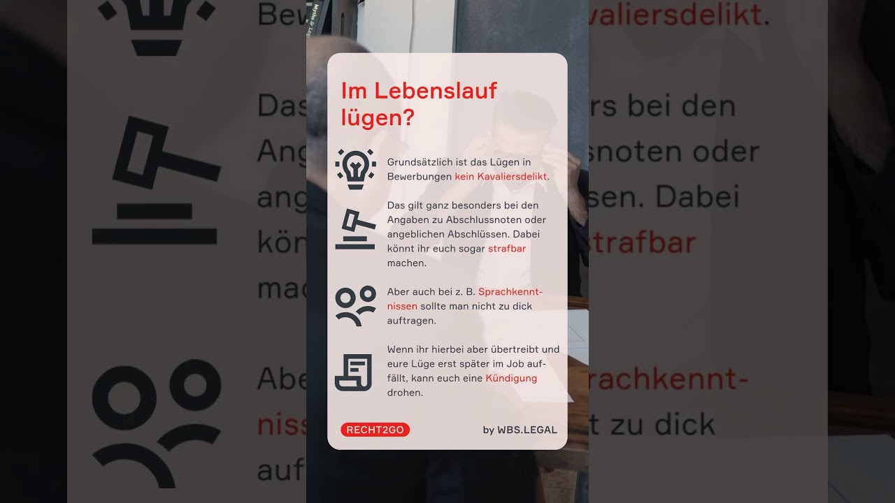 Das droht euch, wenn ihr im Lebenslauf lügt! 😲​ | WBS.LEGAL 
