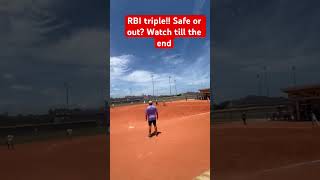 RBI TRIPLE lets go!!! OUT or SAFE?🤷🏻‍♂️ watch till the end!! #viral #baseball #youtubeshorts