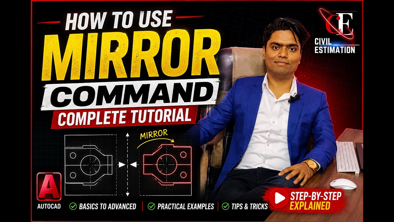 Mirror Command Image Mirror Command in AutoCAD | Step by Step Tutorial for Beginners - YouTube