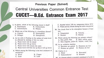 CUCET PGQP01 ENTRANCE Exam 2017 Question paper With answers