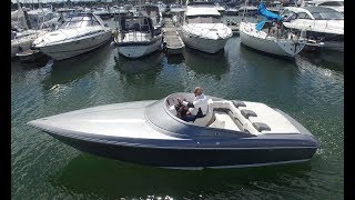 Donzi ZX22 Powerboat heading out from Cobbs Quay, Poole in Dorset