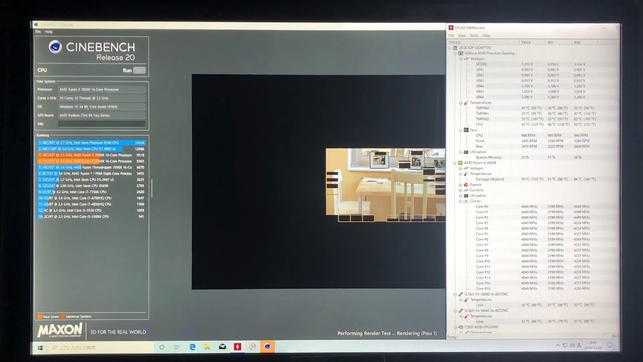 AMD RYZEN9 3950X Cinebench R20 - YouTube