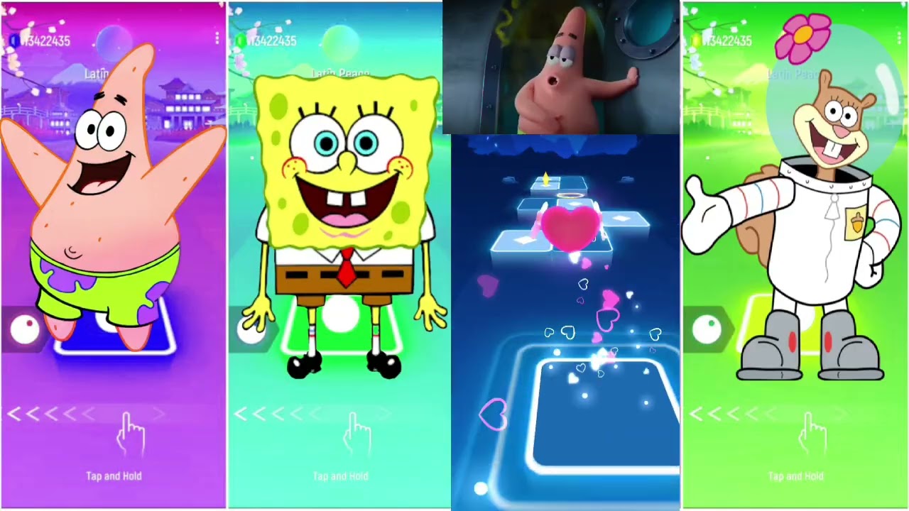 SQUIDWARD VS SANDY CHEEKS VS SPONGEBOB VS PLANKTON - TILES HOP