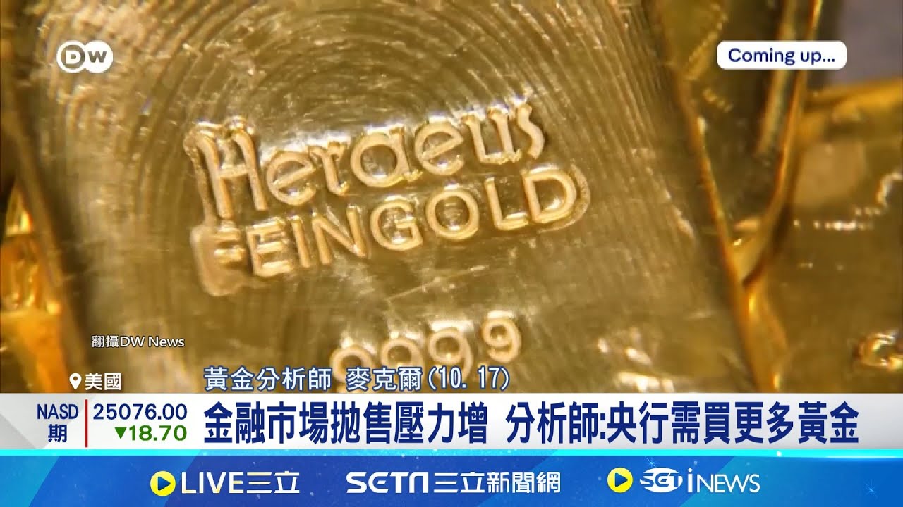 金融市場拋售壓力增 分析師:央行需買更多黃金 美國政府開門了! 國際金價連五漲後承壓 │記者 林芷綺│國際關鍵字20251114│三立iNEWS