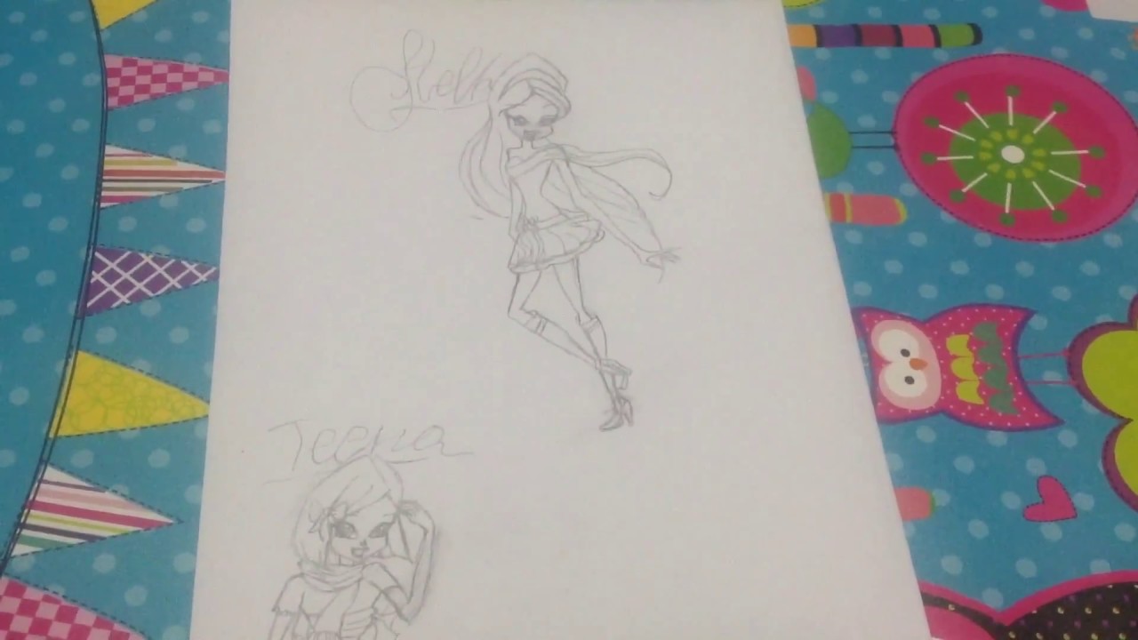 Winx Club drawing-Stella and Tecna part 1/2