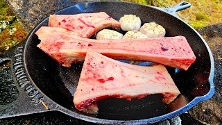 Beef Bone Marrow Garlic Bread cooked from scratch in Nature. Surprise Everyone.