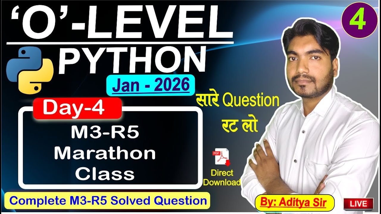 Day-4 M3-R5 Marathon-O level 2026| Python imp Question | m3-r5 solved ...