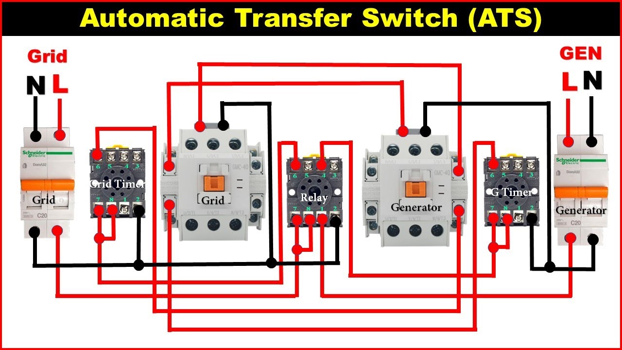 Automatic Changeover Switch Connection | Automatic Transfer Switch | ATS  With Circuit Diagram | - YouTube  Automatic Power Transfer Switch Generator Wiring Diagram    YouTube