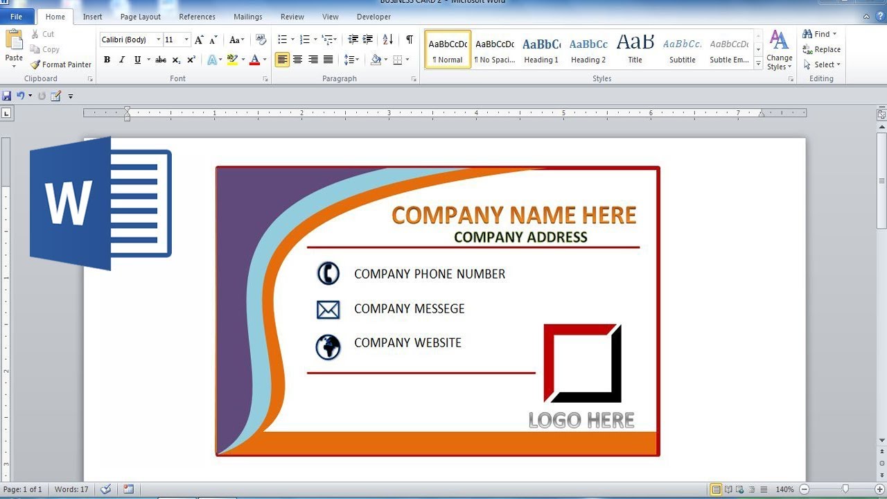 how to make presentation cards in word