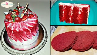 كيكة الرد فيلفيت مع التزيين Red Velvet Cake Recipe  *يرجى مراجعة مقدار الطحين الصحيح في صندوق الوصف