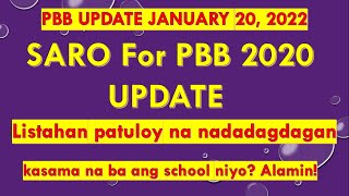 SARO for PBB 2020: January 20, 2022: Additional List