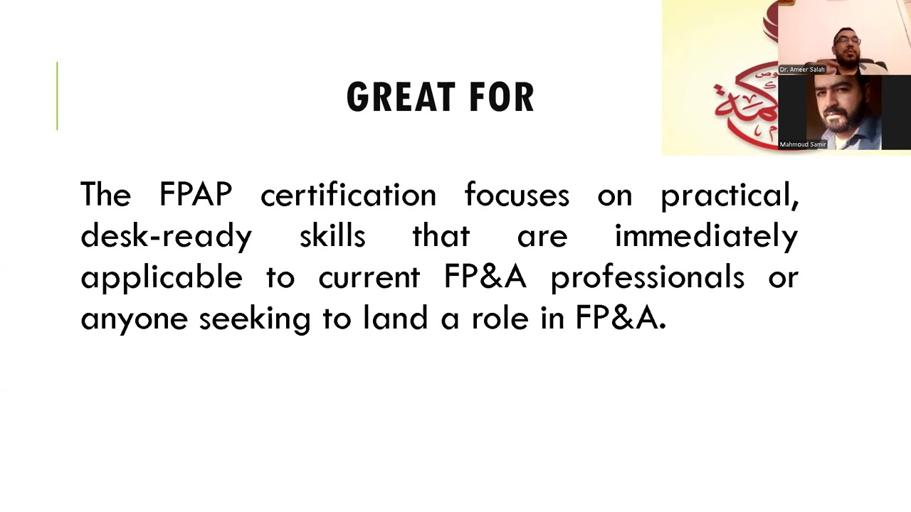 شهادة FPAP التخطيط والتحليل المالي المحترف Financial Planning & Analysis Professional