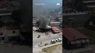 Drone footage show burning cars, building in Puerto Vallarta after cartel leader killed