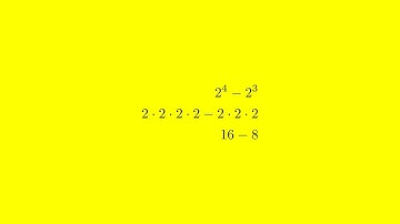 Simplify Integer Exponent Problem 2^4 - 2^3 | Step by Step Tutorial