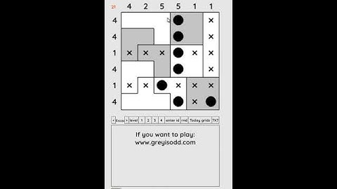 Grey is Odd - Today grids. Solution level 1 6X6 dated 07-09-2024 #logicpuzzles #logicgames  #games