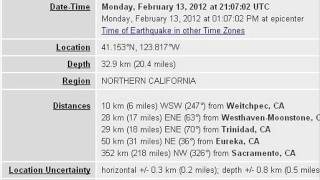 Feb 13 2012 5.6 earthquake northern california