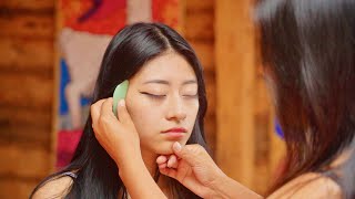 ASMR massage with gua sha facial tools, hair play & natural ASMR triggers for relaxation & sleep