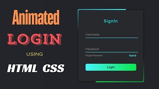 Animated Login Form using Html & CSS Only  | Login form Animation