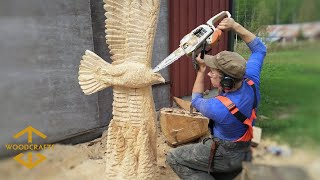 Chainsaw Carving A Life Size Golden Eagle!