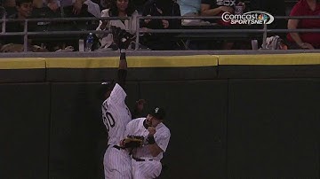 CLE@CWS: De Aza makes nice leaping catch at the wall