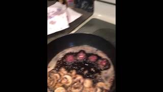 black pudding and mushrooms