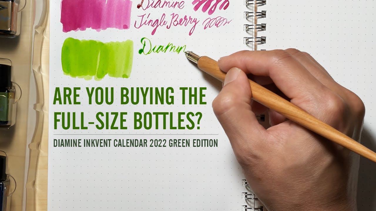 Swatching Diamine Inkvent Calendar 2022 Green Edition