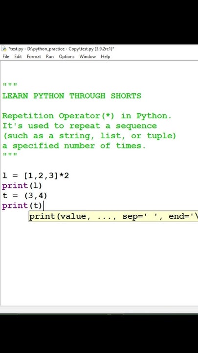 Repetition operator in python #shorts #pythonprogrammingshorts # ...