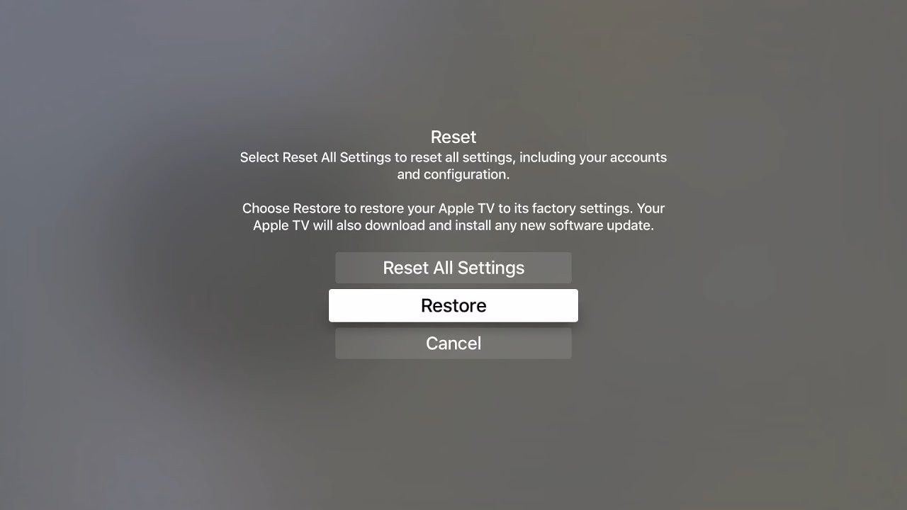 Apple TV Tips Reset Restore Apple TV -