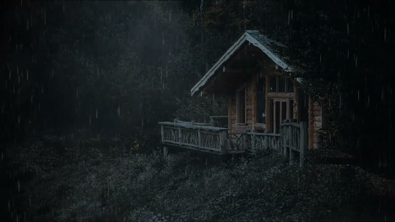 Wooden Cabin in the Forest — Gentle Storm & Rainy Night Ambience | Relax • Study • Sleep