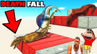 ALL UNITS FALLING From DEATH FALL TRAP CHALLENGE SHINCHAN and CHOP in ANIMAL REVOLT BATTLE SIMULATOR