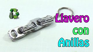 Como hacer Llavero con anillas [Trébol de 4 hojas] (Reciclaje) Ecobrisa 