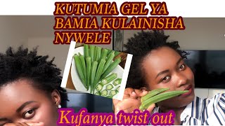 Jinsi Ya Kutumia Gel Ya Bamia Kulainisha Nywele Na Kutengeneza Twist out na kukuza Nywele!